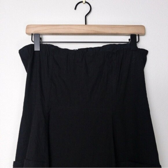 NWT Theory Kayleigh Linen Strapless Midi Dress 6 Black Soft Crunch Sundress - Picture 7 of 8